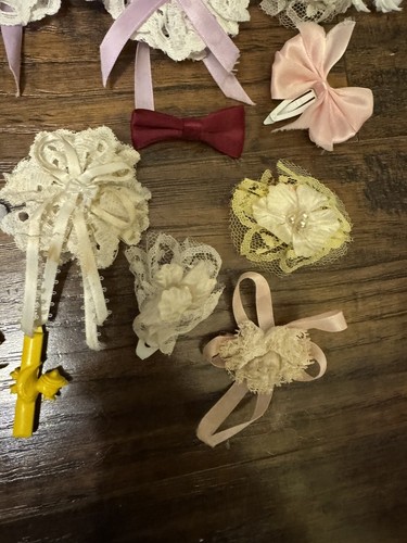28 Hair Bows 80’s-90’s Girls Various Colors Sizes Different Clamps Clips Vtg - Picture 3 of 14