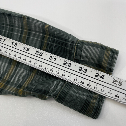 Michael Bastian Mens M Green Plaid Corduroy Shirt Long Sleeve Button Up - Picture 7 of 11