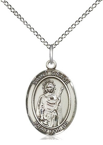 Sterling Silver Patron Saint Oval Medal Necklace Female YOU CHOOSE SAINT - Picture 43 of 109