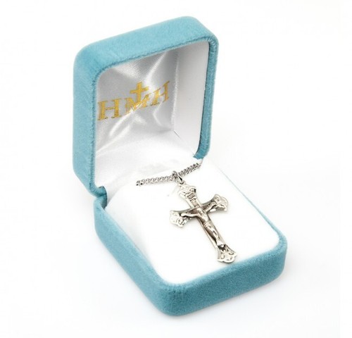 Fine Flared Sterling Silver 1.4" Crucifix + 20" Chain S1825 20 - Picture 3 of 3