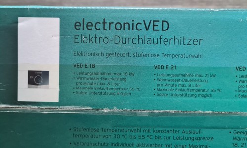 Vaillant electronicVED Elektro-Durchlauferhitzer 18 kW – NEU & OVP - Bild 4 von 4