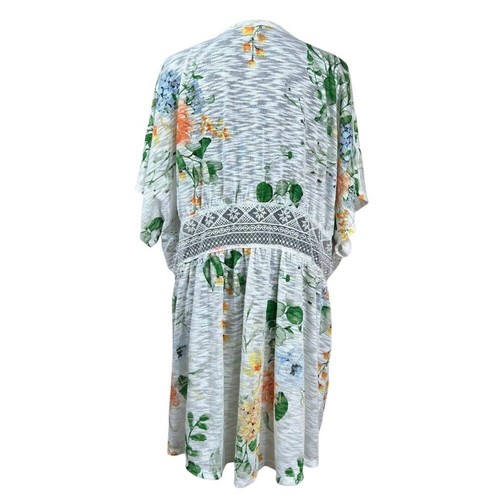 Cato EST 1946 White Green Soft Knit Floral Lace Cover-Up Plus Size 22/24 - Picture 3 of 11