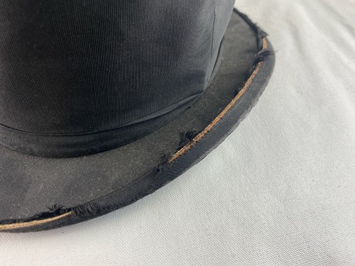 Cappello Satchell & Son Cappellaio Late Prince Consort Liverpool Antico Nero Top Hat Seta - Foto 9 di 12