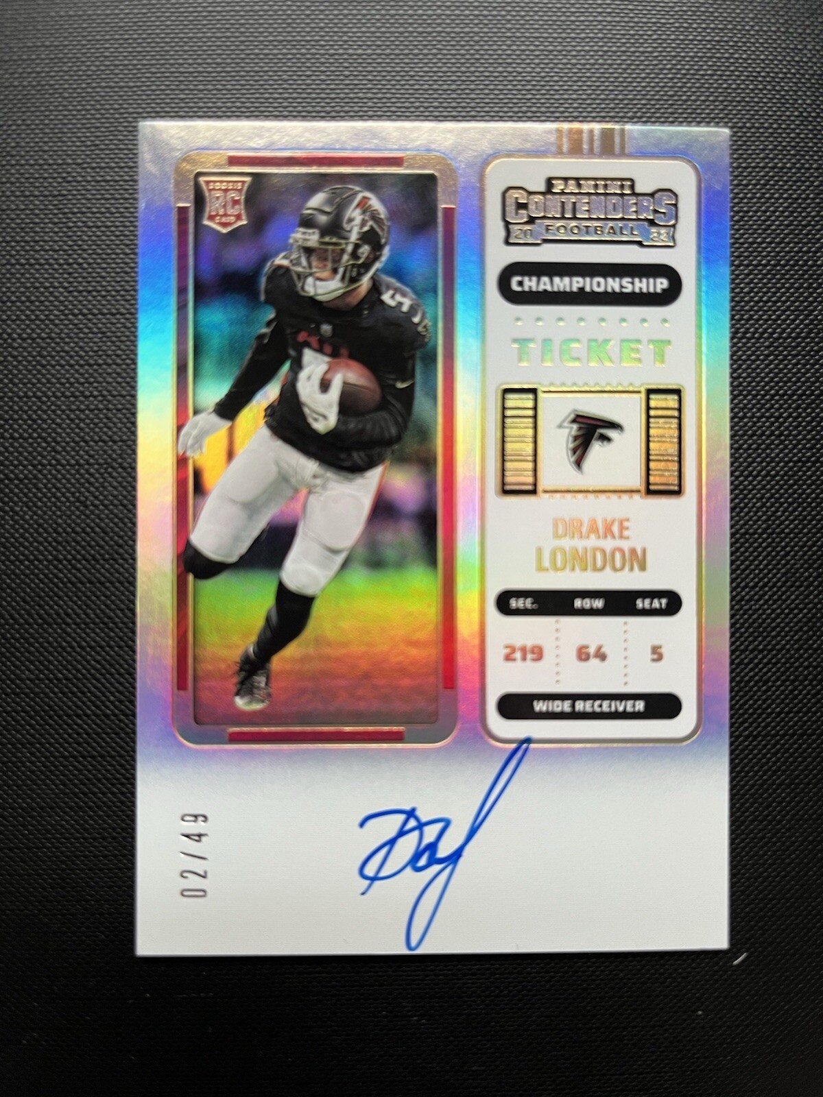 2022 Contenders Drake London CHAMPIONSHIP Ticket /49 Auto Rookie SP Falcons🔥