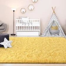 5x8 Feet Yellow Shaggy Rug Fluffy Throw Carpets, Ultra Soft Plush Modern Indoor