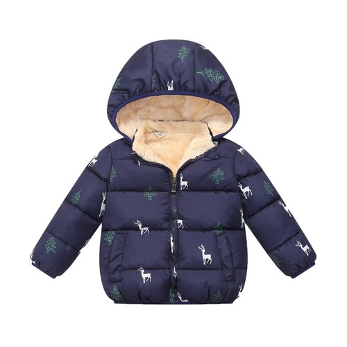 Winter Hooded Jacket Christmas Coat Hooded Zipped Jacket For 2-6T Kids Toddlers - Picture 5 of 19