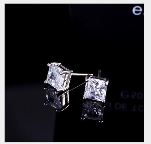 6 mm Herren Frauen Sterlingsilber Pfosten quadratisch Zirkonia Ohrstecker PE23 - Bild 4 von 22