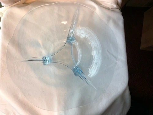 Vintage Fostoria Fairfax Blue 12 Inch 3 Legged Console Bowl Depression Glass