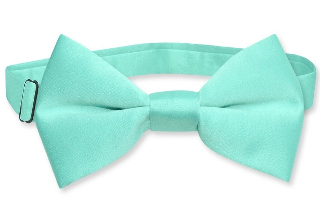 Vesuvio Napoli Boys CLIP-ON NeckTie Solid AQUA GREEN Color Youth Neck Tie