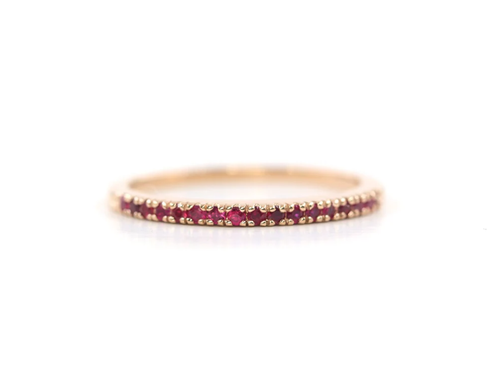 Oro Rosa Rubí Media Eternidad Alianza de Boda Mujer Rubí Joyería Regalo de Cu...