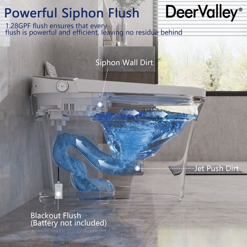 1.28 GPF Smart Bidet Toilet w/ Manual Open/Close Warm Wash & Dryer Heated Seat - Picture 7 of 12