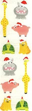 Mrs. Grossman's Stickers - Chubby Christmas Critters - Giraffe, Pig - 4 Strips