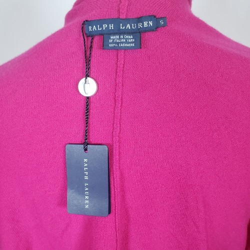 Ralph Lauren Cardigan Women's Small Pink 100% Cashmere Blue Label Tie Front NEW - Picture 7 of 8