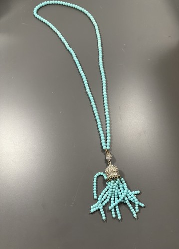 Vintage Fashion Aqua Blue Beaded Necklace  - Picture 1 of 2
