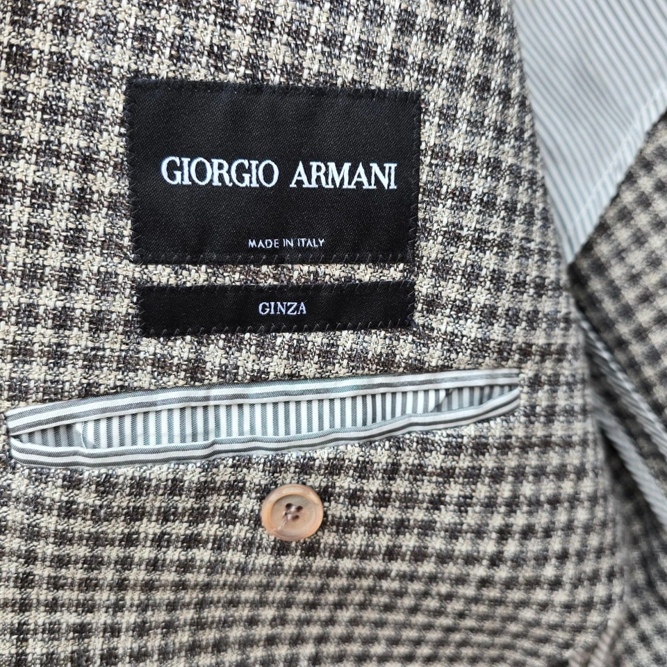 Giorgio Armani 50it 40r Linen Wool Silk Black Label Working Cuff Woven - Image 3 of 4