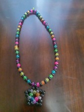 Handmade Rainbow And Black Star Kandi Necklace. Size May Variy