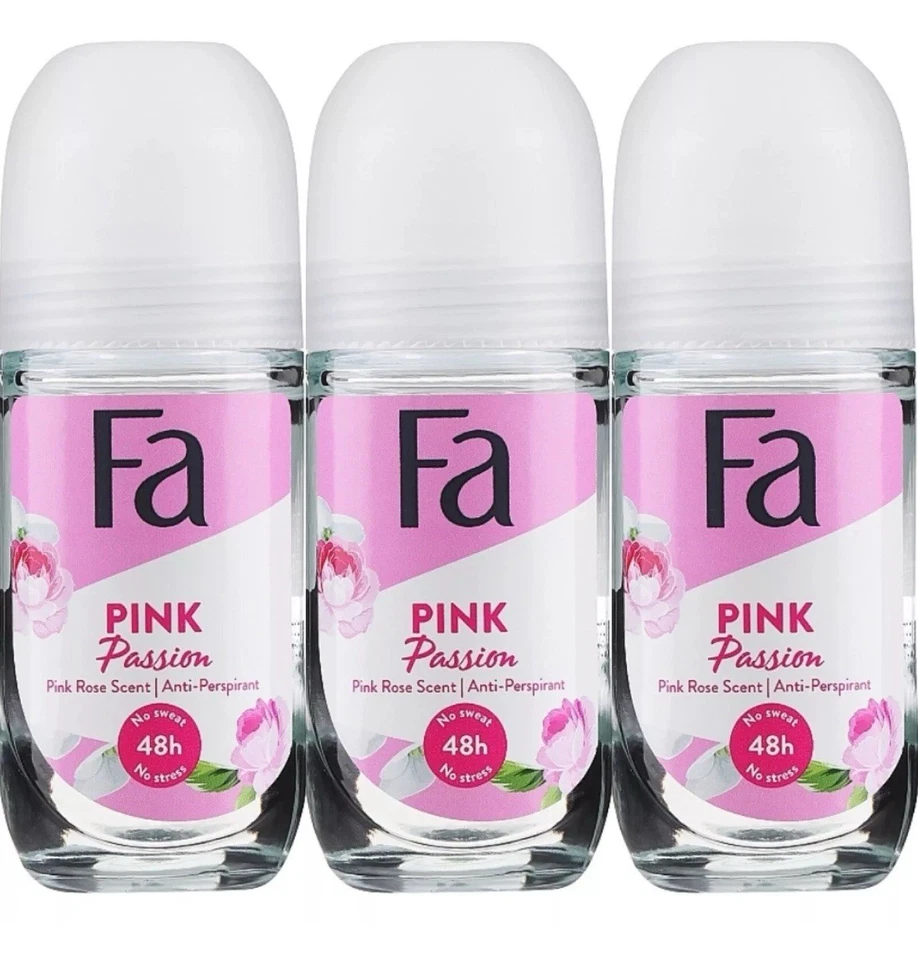 FA . SCHWARZKOPF FA PINK PASSION ROSE DEODORANT ROLL ON 50 ML -3 PACK Free P&P