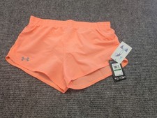 NWT Under Armour Girls UA Fly By 3" Shorts Peach / Coral Size Large YL / JG...
