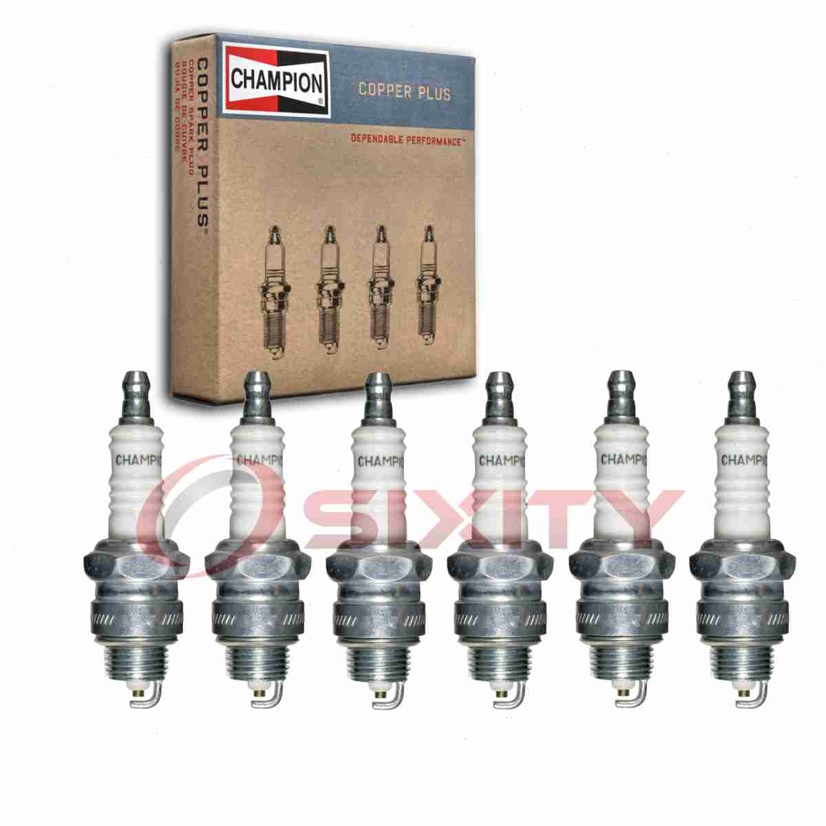 6 pc Champion Copper Plus Spark Plugs for 1966-1969 Jeep Dispatcher 3.7L V6 ms