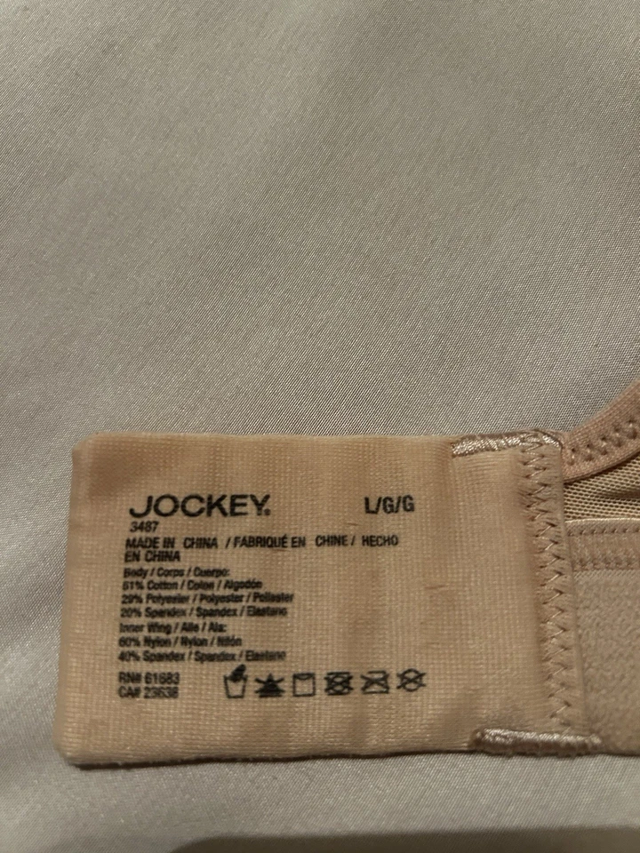 Jockey Bra Large Forever Fit Full Coverage T-Shirt Unlined Wirefree Cotton Beige - Image 3 of 4