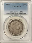 1898 BARBER HALF DOLLAR - PCGS VF-20, NICE ORIGINAL