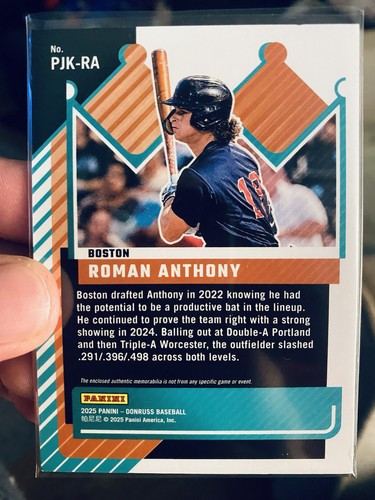 2025 Panini Donruss Orange Cracked ice Patch Relic Roman Anthony #PJK- RA - Picture 2 of 2