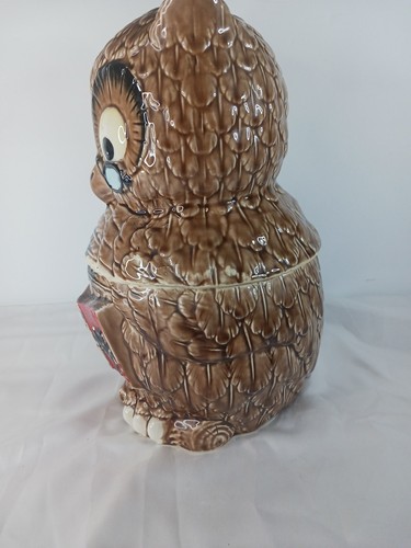 Vintage 1960s Wise Owl Cookie Jar ABC Teacher Glasses Book 12" Japan Professor - Picture 2 of 7