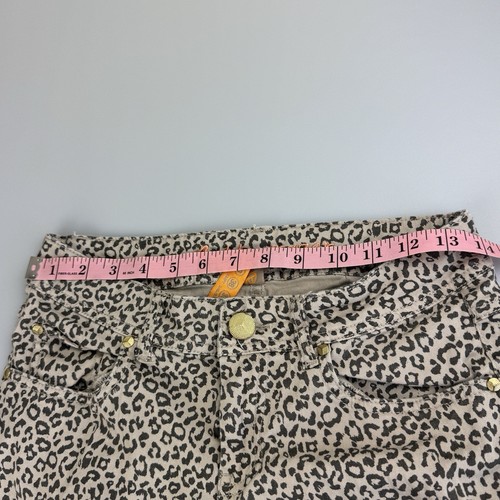 Women’s Leopard Print Super Skinny Jeans Low Rise Size 10 Gold Buttons Zip Ankle - Picture 7 of 10