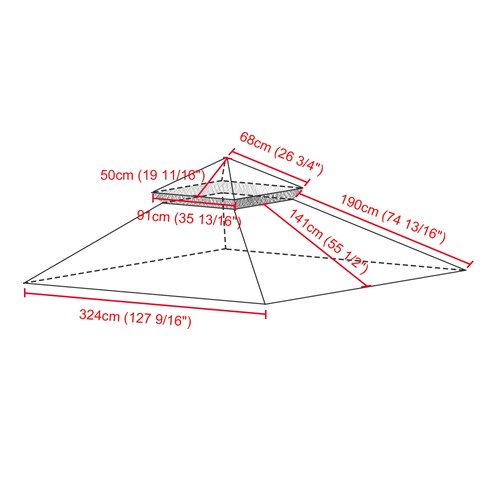10.6'x10.6'  Gazebo Canopy Top Replacement 2-tier Cover for Summer Veranda Frame - Picture 4 of 8