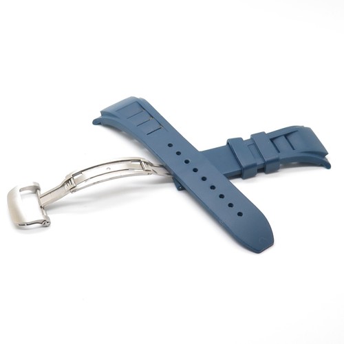 Apple Watch Navy Blue Rubber Silver Buckle Strap - Bild 4 von 5