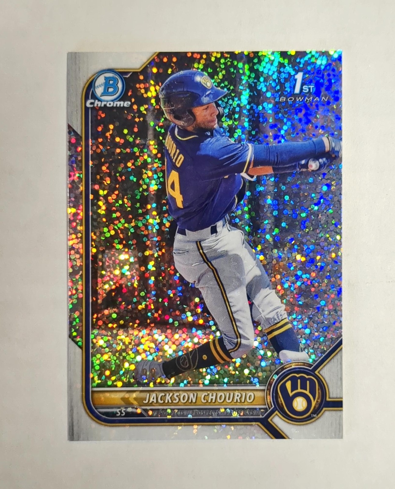 2022 Bowman Chrome Jackson Chourio 1st /299 Speckle Refractor BCP-79 RC Parallel