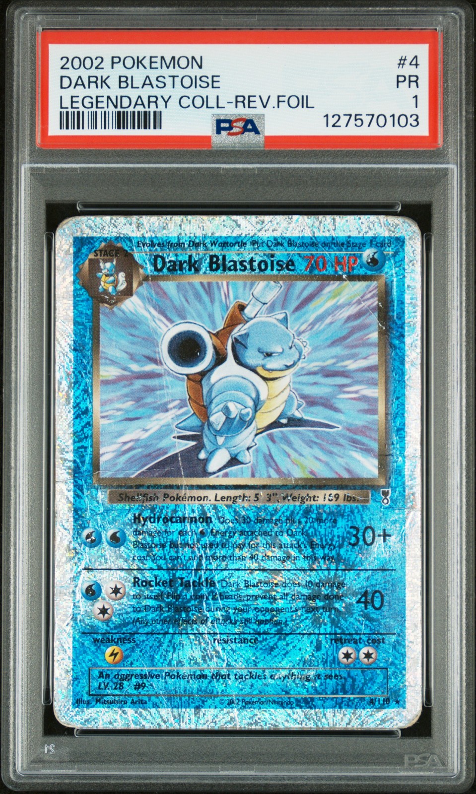 2002 POKEMON LEGENDARY COLLECTION #4 DARK BLASTOISE-REVERSE FOIL PSA 1