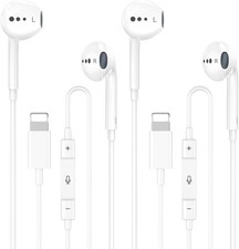 Wired Headphones for iPhone Earbuds with Lightning Connector,2 Packs White