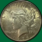 1924-S Peace Dollar Choice Almost Uncirculated AU+ Coin #42022