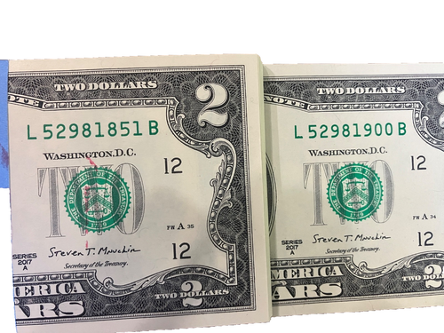 2017 A $2 CHICAGO 2 STRAPs OF 50 TWO DOLLAR 100 CONSECUTIVE NOTES - Picture 3 of 4