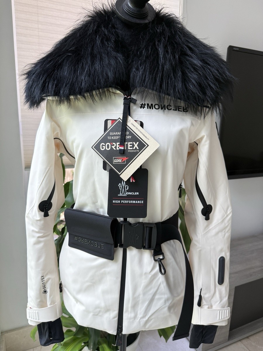 Moncler Grenoble Vizelle Off-White Ivory Lamb Fur Down Puffer Ski