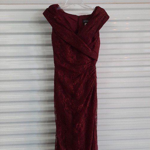 La Femme Dress Women's Size 2 Burgundy Lace Formal Evening Gown Mother of Bride - Picture 7 of 9
