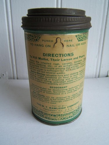 VINTAGE W.T. RAWLEIGH'S CO. CHLOROZONE POWDER CRYSTALS TIN UNUSED - Picture 3 of 10