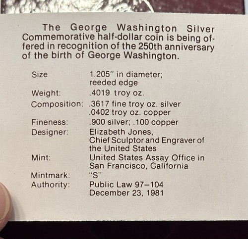 1982 George Washington Commemorative Half Silver Proof & UNC, 1986 Liberty Half - Picture 9 of 21