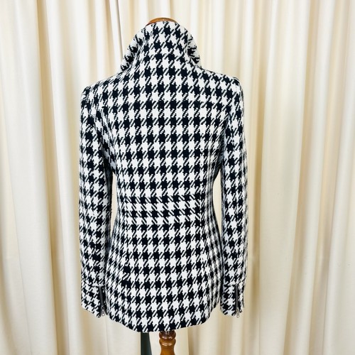 Forever New Womens Jacket Wool Blend Houndstooth Black White Collared Size 12 - Picture 5 of 7