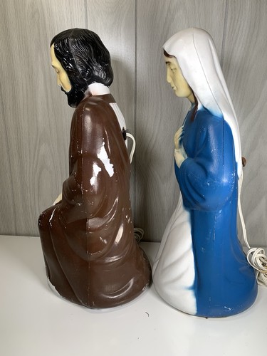Vtg Empire Blow Mold Mary Joseph Christmas Holy Family Nativity Lighted 17.5” - Picture 2 of 13