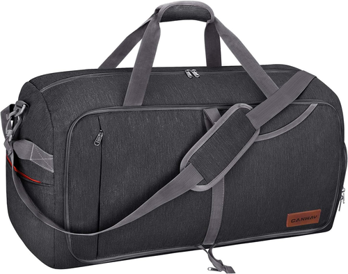65L Reisetasche, faltbare Weekender Tasche mit Schuhfach Panther Black - Bild 9 von 12