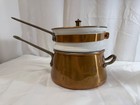 Taurus Copper Double Boiler Made Portugal Brass Handles Porcelain