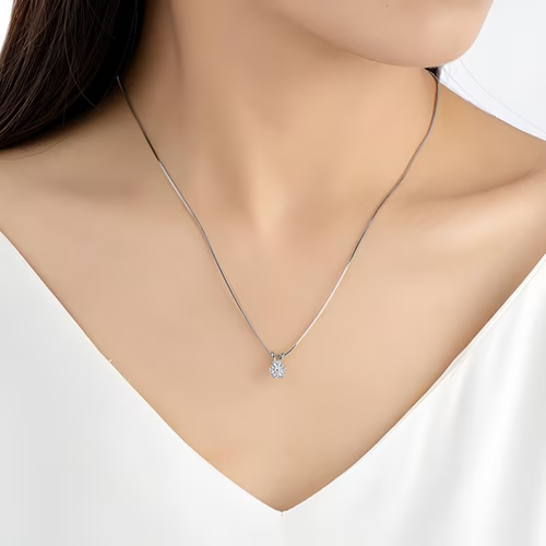 Kette mit Anhänger Damen Halskette 925 Silber Moissanit 1 Karat - Bild 2 von 5