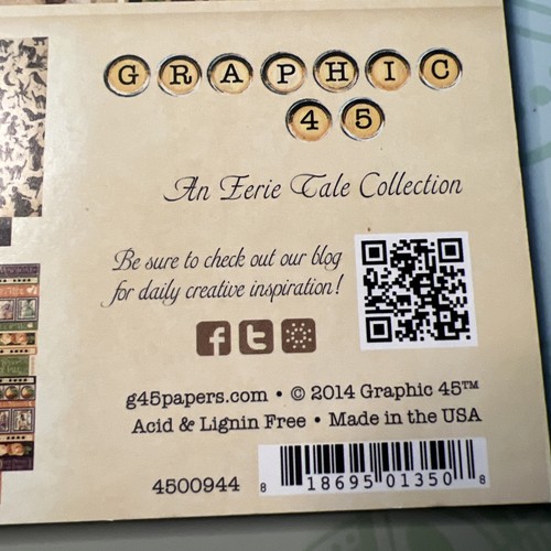 Graphic 45 12x12 12" Paper Pad AN EERIE TALE Collection 2014 Cardstock NEW Rare - Picture 12 of 13