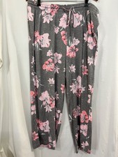Joyspun Women's Knit Cropped Sleep Pants w/ Pockets Livaeco Gray Floral U pick