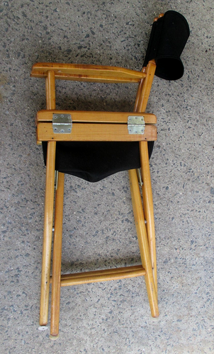 Vintage Telescope Folding Wood Directors Chair Black Canvas - Picture 19 of 24