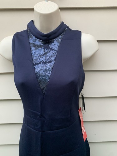 Abito da cocktail donna GUESS nuovo blu navy con paillettes senza maniche party taglia 8 nuovo con etichette - Foto 2 di 20