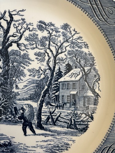 Royal Currier and Ives A Snowy Morning 13.25" Chop Plate Serving Platter - Picture 6 of 9