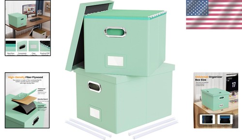 Organizador de archivos de cuero verde menta duradero con barras deslizantes transparentes - Paquete de 2 - Imagen 2 de 8